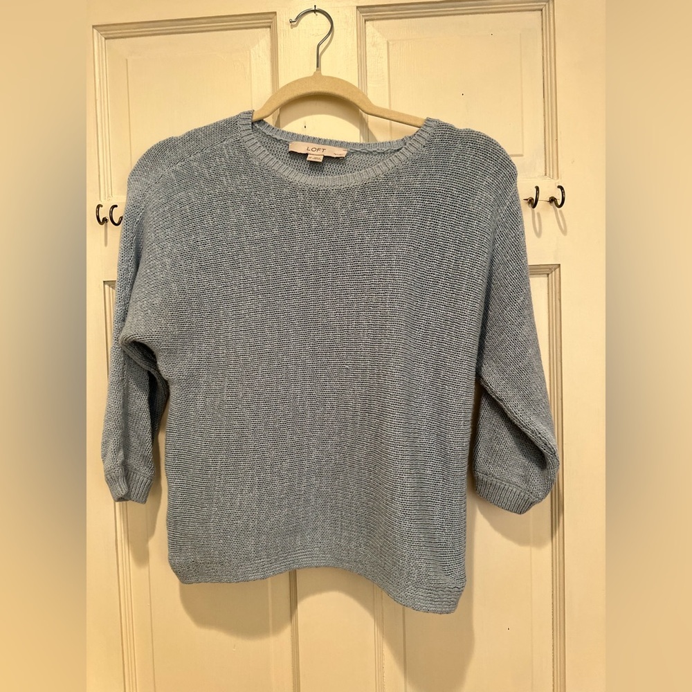 LOFT Powder Blue Scoop Neck Lightweight Sweater